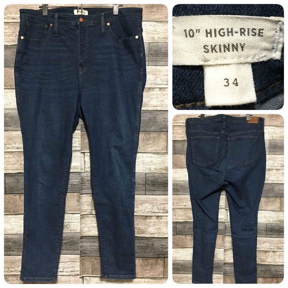 Madewell 10” High Rise Skinny Jeans Women’s 34 Blue Denim Stretch (Inseam 28)